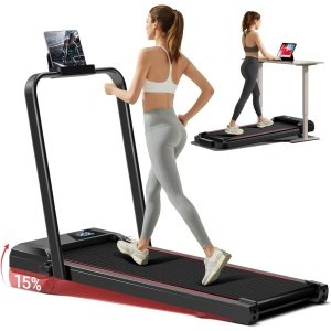 6-in-1 opvouwbare loopband met hellingshoek van 15%, 12 km/u Opvouwbare loopband met hellingshoek van 3-in-1 en verbeterde stille motor, maximaal draagvermogen 136 kg