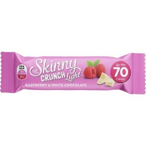 Low Calorie Skinny Crunch Mueslireep - Raspberry & White Choc - Framboos - High in Fibre / Hoog in Vezels - Sportvoeding - Suikerarm - Muesli - Healthy Snack / Gezond tussendoortje - Set van 10 repen (10 x 19 gram)