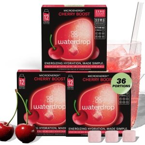 waterdrop® Energy Drink - Kersensmaak - 36 bruistabletten voor water met smaak - Fruitige energiedrank met 90 mg natuurlijke cafeïne - Suikervrij, caloriearm - Met vitaminen B & C