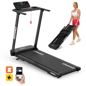 ZIPRO® Forma, Loopband Inklapbaar met Helling, 1-12 km/h, Elektrisch, LED-Display, 12 Programma's, Bluetooth App, Treadmill voor Thuis, Inklapbare met Hellingfunctie, Zwart