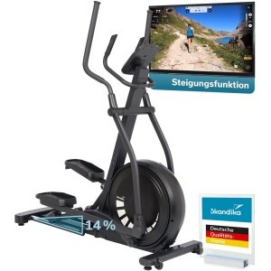 Skandika crosstrainer voor thuis Carbon P23-S - Crosstrainer elliptische trainer, hellingsfunctie, frame van ijzer, 32 standen, 22 programma's, magneetrem, compatibel met Kinomap sop, Bluetooth, tot 135 kg